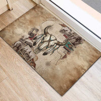 Buffalo Skull Rubber Doormat Feathers Tribal Map and Historical Indigenous Native American Heritage Bison - Wonder Print Shop