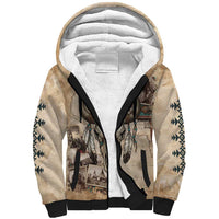 Buffalo Skull Sherpa Hoodie Feathers Tribal Map and Historical Indigenous Native American Heritage Bison - Wonder Print Shop