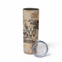 Buffalo Skull Skinny Tumbler Feathers Tribal Map and Historical Indigenous Native American Heritage Bison - Wonder Print Shop