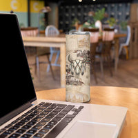 Buffalo Skull Skinny Tumbler Feathers Tribal Map and Historical Indigenous Native American Heritage Bison - Wonder Print Shop