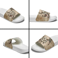 Buffalo Skull Slide Sandals Feathers Tribal Map and Historical Indigenous Native American Heritage Bison - Wonder Print Shop