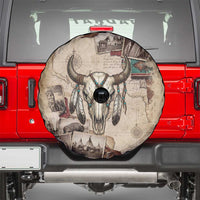 Buffalo Skull Spare Tire Cover Feathers Tribal Map and Historical Indigenous Native American Heritage Bison - Wonder Print Shop
