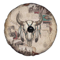 Buffalo Skull Spare Tire Cover Feathers Tribal Map and Historical Indigenous Native American Heritage Bison - Wonder Print Shop