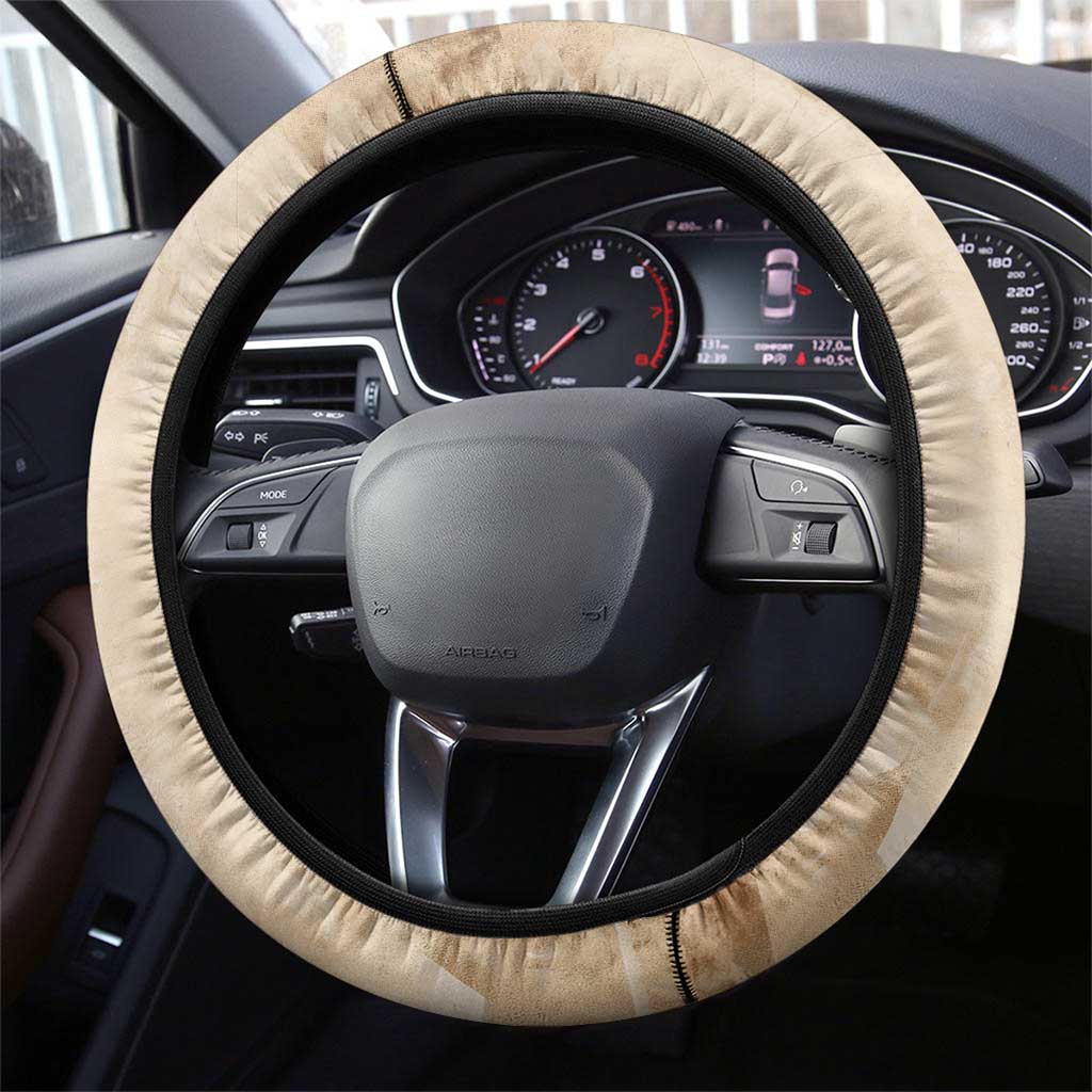 Buffalo Skull Steering Wheel Cover Feathers Tribal Map and Historical Indigenous Native American Heritage Bison - Wonder Print Shop