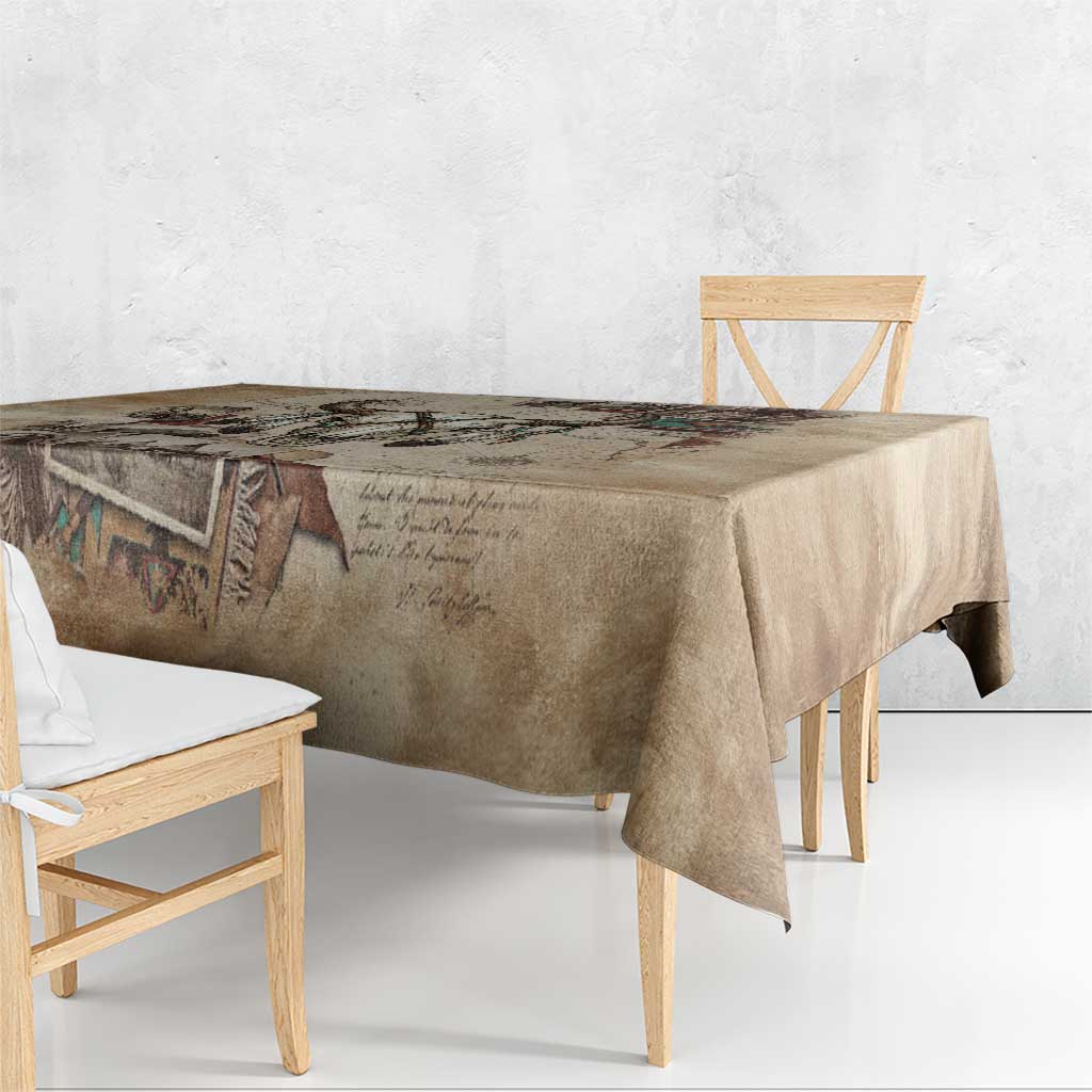 Buffalo Skull Tablecloth Feathers Tribal Map and Historical Indigenous Native American Heritage Bison - Wonder Print Shop
