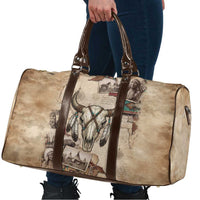 Buffalo Skull Travel Bag Feathers Tribal Map and Historical Indigenous Native American Heritage Bison - Wonder Print Shop