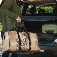 Buffalo Skull Travel Bag Feathers Tribal Map and Historical Indigenous Native American Heritage Bison - Wonder Print Shop