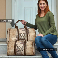 Buffalo Skull Travel Bag Feathers Tribal Map and Historical Indigenous Native American Heritage Bison - Wonder Print Shop