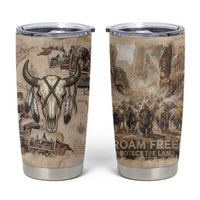 Buffalo Skull Tumbler Cup Feathers Tribal Map and Historical Indigenous Native American Heritage Bison - Wonder Print Shop