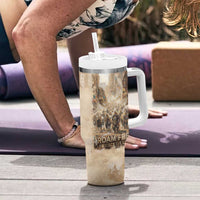 Buffalo Skull Tumbler With Handle Feathers Tribal Map and Historical Indigenous Native American Heritage Bison - Wonder Print Shop