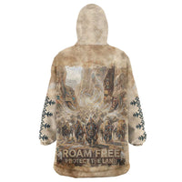 Buffalo Skull Wearable Blanket Hoodie Feathers Tribal Map and Historical Indigenous Native American Heritage Bison - Wonder Print Shop