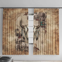 Buffalo Skull Window Curtain Feathers Tribal Map and Historical Indigenous Native American Heritage Bison - Wonder Print Shop
