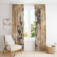 Buffalo Skull Window Curtain Feathers Tribal Map and Historical Indigenous Native American Heritage Bison - Wonder Print Shop