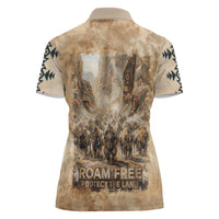 Buffalo Skull Women Polo Shirt Feathers Tribal Map and Historical Indigenous Native American Heritage Bison - Wonder Print Shop