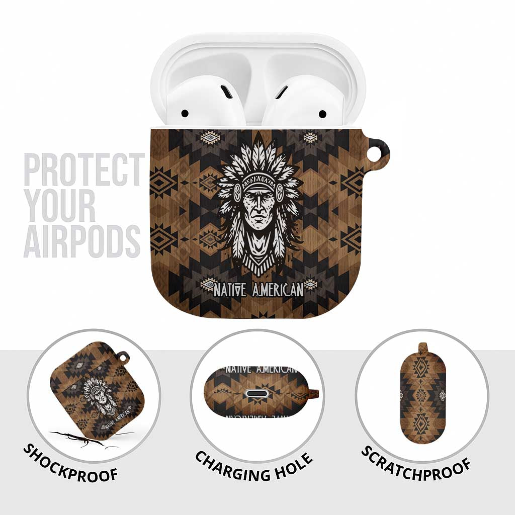 Native American Chief Warrior AirPods Case Feather Headdress and Horse Tribal Arrow Pattern - Wonder Print Shop