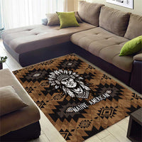Native American Chief Warrior Area Rug Feather Headdress and Horse Tribal Arrow Pattern - Wonder Print Shop