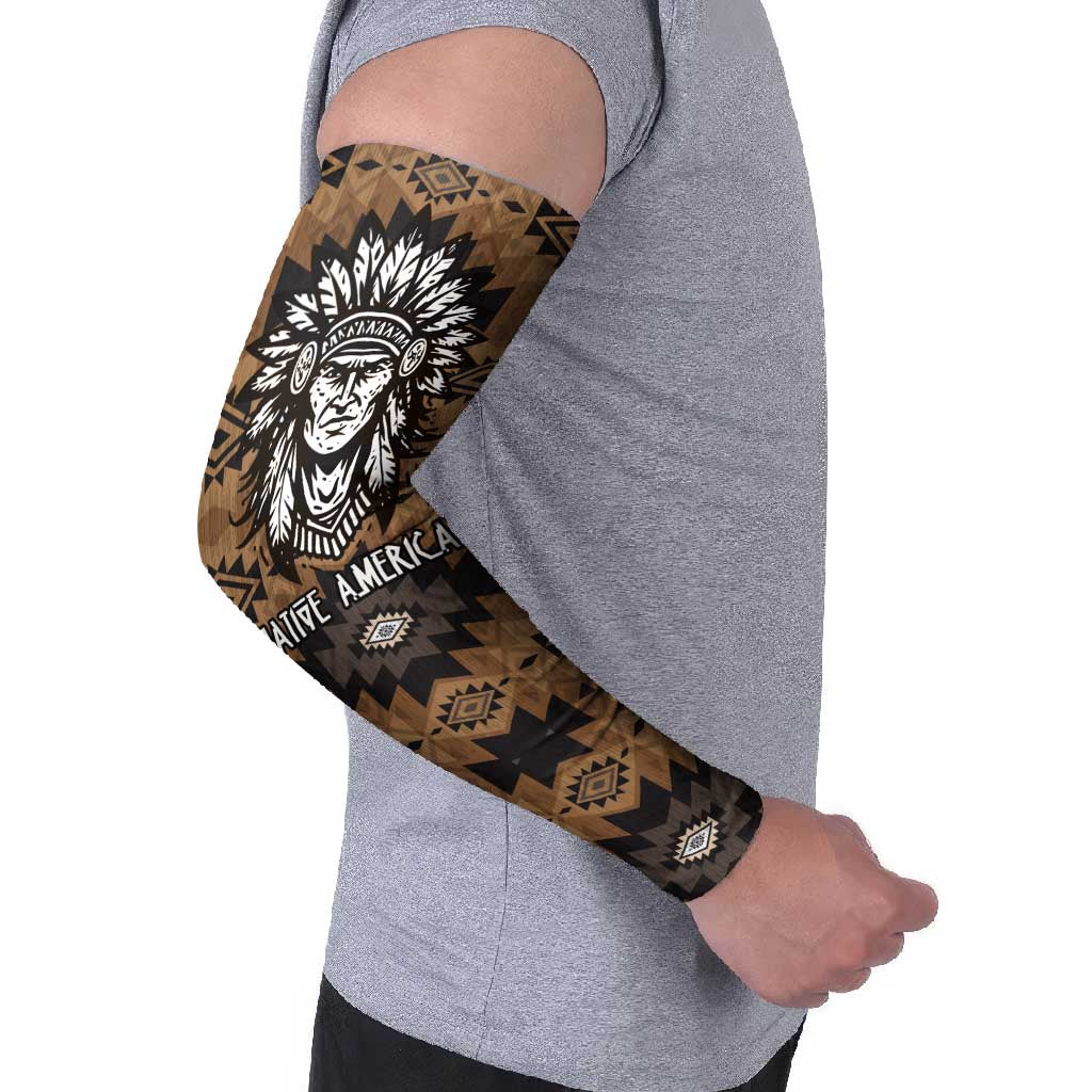 Native American Chief Warrior Arm Sleeves Feather Headdress and Horse Tribal Arrow Pattern - Wonder Print Shop