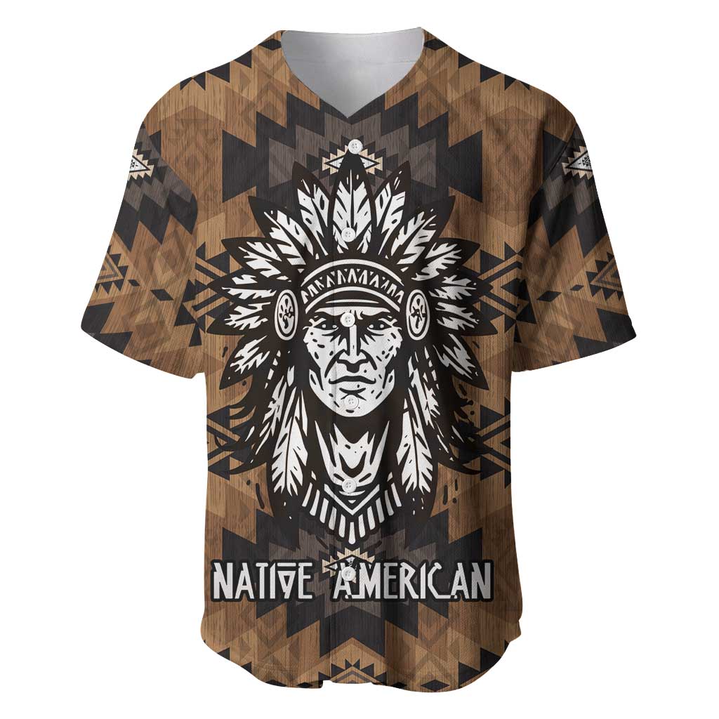 Native American Chief Warrior Baseball Jersey Feather Headdress and Horse Tribal Arrow Pattern - Wonder Print Shop