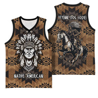 Native American Chief Warrior Basketball Jersey Feather Headdress and Horse Tribal Arrow Pattern - Wonder Print Shop