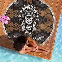 Native American Chief Warrior Beach Blanket Feather Headdress and Horse Tribal Arrow Pattern - Wonder Print Shop