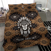 Native American Chief Warrior Bedding Set Feather Headdress and Horse Tribal Arrow Pattern - Wonder Print Shop