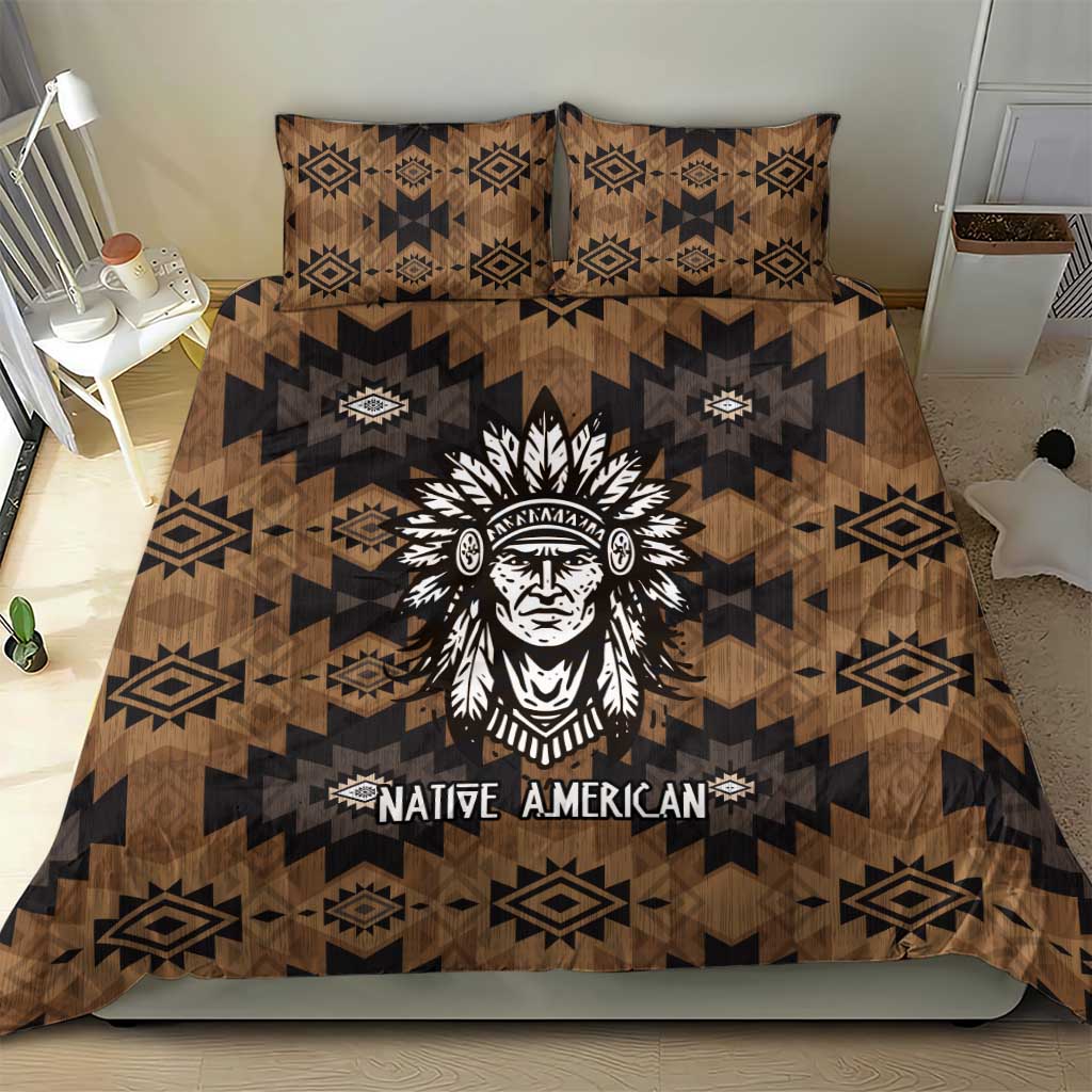 Native American Chief Warrior Bedding Set Feather Headdress and Horse Tribal Arrow Pattern - Wonder Print Shop