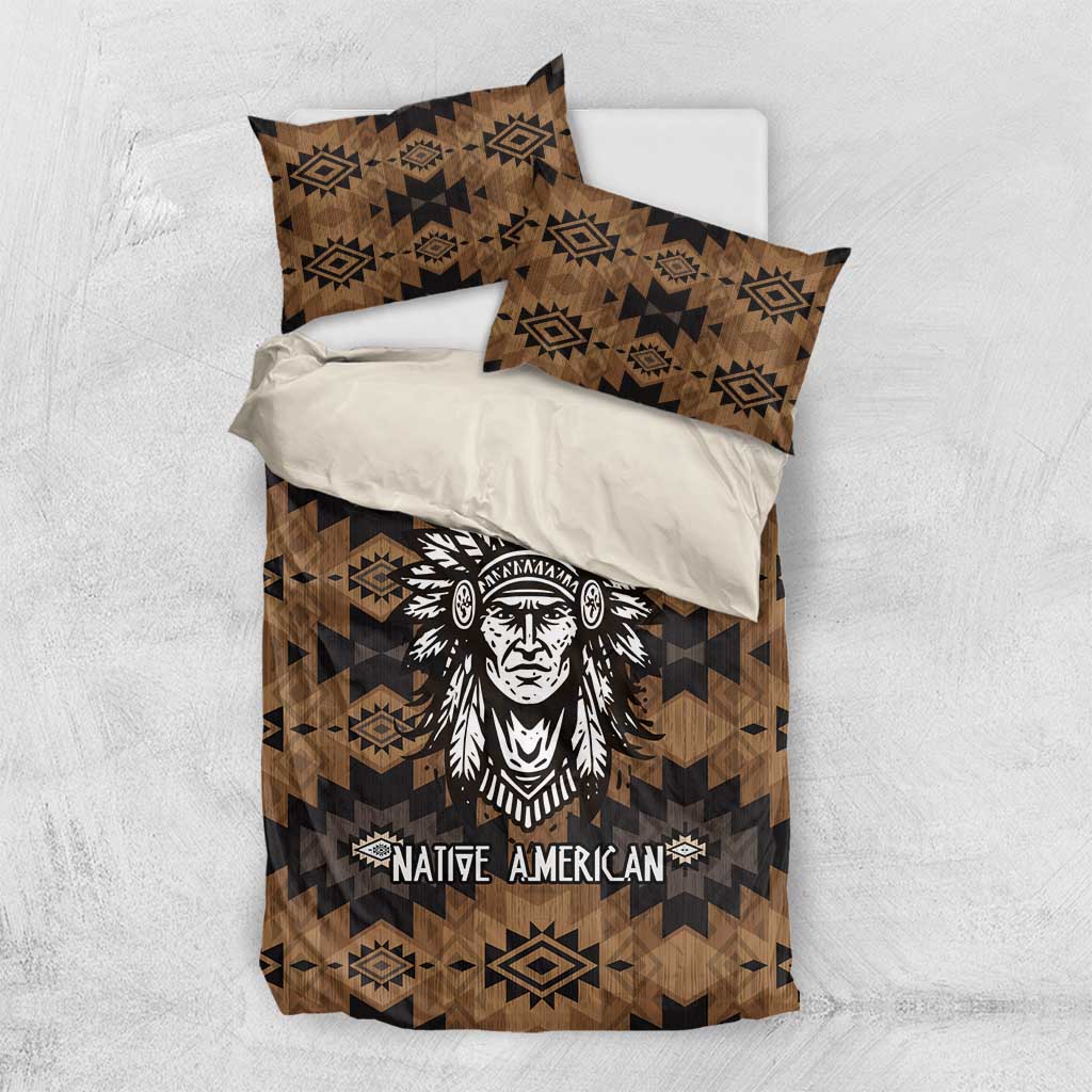 Native American Chief Warrior Bedding Set Feather Headdress and Horse Tribal Arrow Pattern - Wonder Print Shop
