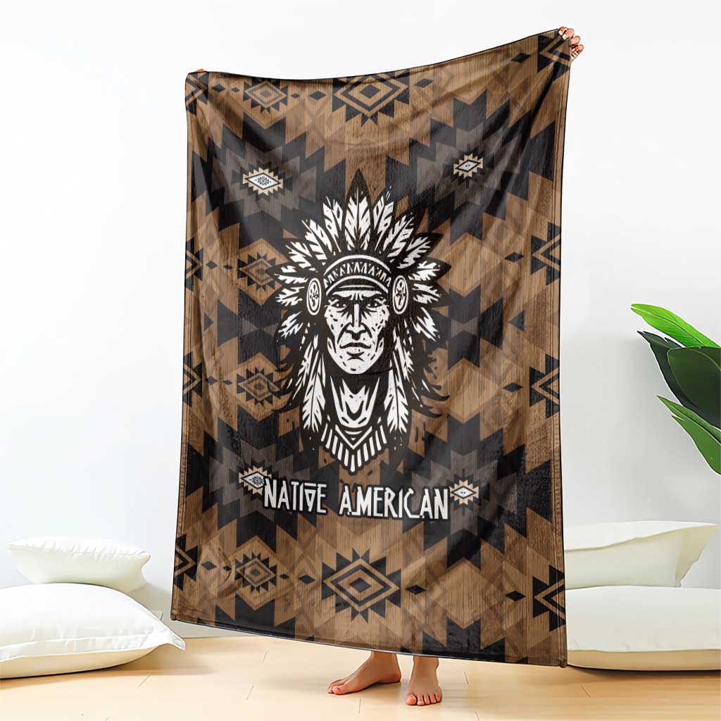 Native American Chief Warrior Blanket Feather Headdress and Horse Tribal Arrow Pattern - Wonder Print Shop