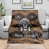 Native American Chief Warrior Blanket Feather Headdress and Horse Tribal Arrow Pattern - Wonder Print Shop