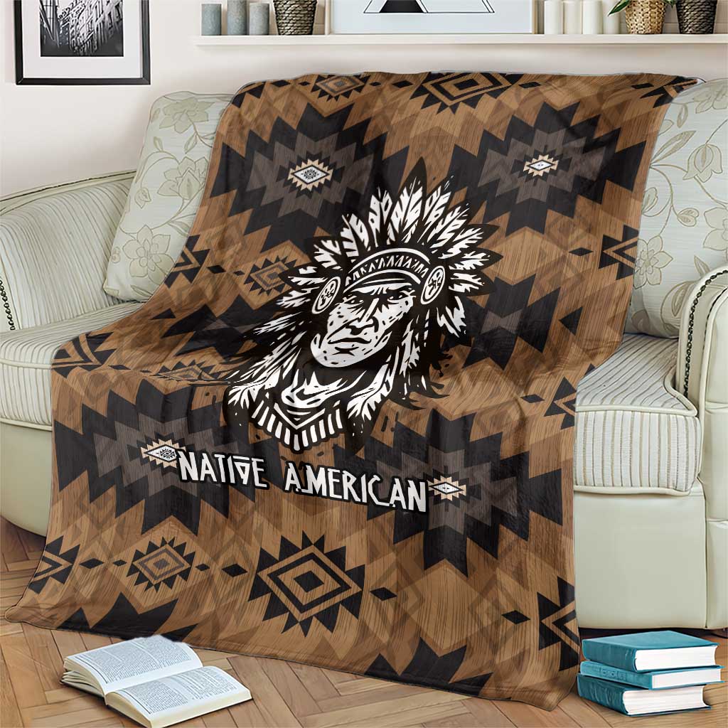 Native American Chief Warrior Blanket Feather Headdress and Horse Tribal Arrow Pattern - Wonder Print Shop