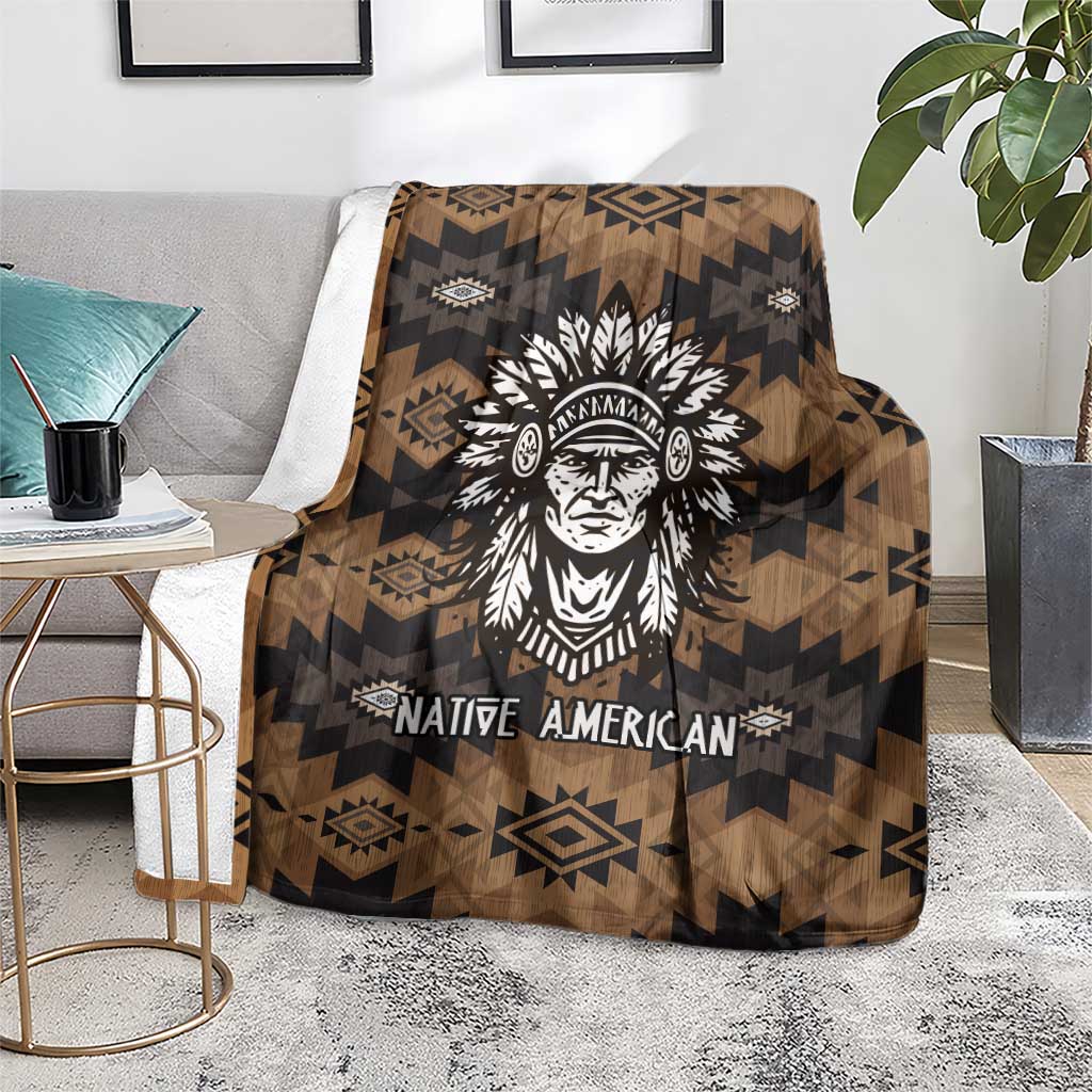 Native American Chief Warrior Blanket Feather Headdress and Horse Tribal Arrow Pattern - Wonder Print Shop