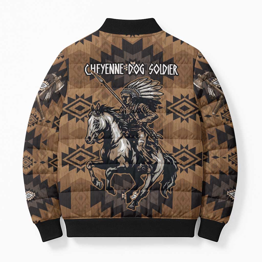 Native American Chief Warrior Bomber Puffer Jacket Feather Headdress and Horse Tribal Arrow Pattern - Wonder Print Shop