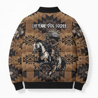 Native American Chief Warrior Bomber Puffer Jacket Feather Headdress and Horse Tribal Arrow Pattern - Wonder Print Shop