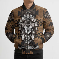 Native American Chief Warrior Bomber Puffer Jacket Feather Headdress and Horse Tribal Arrow Pattern - Wonder Print Shop