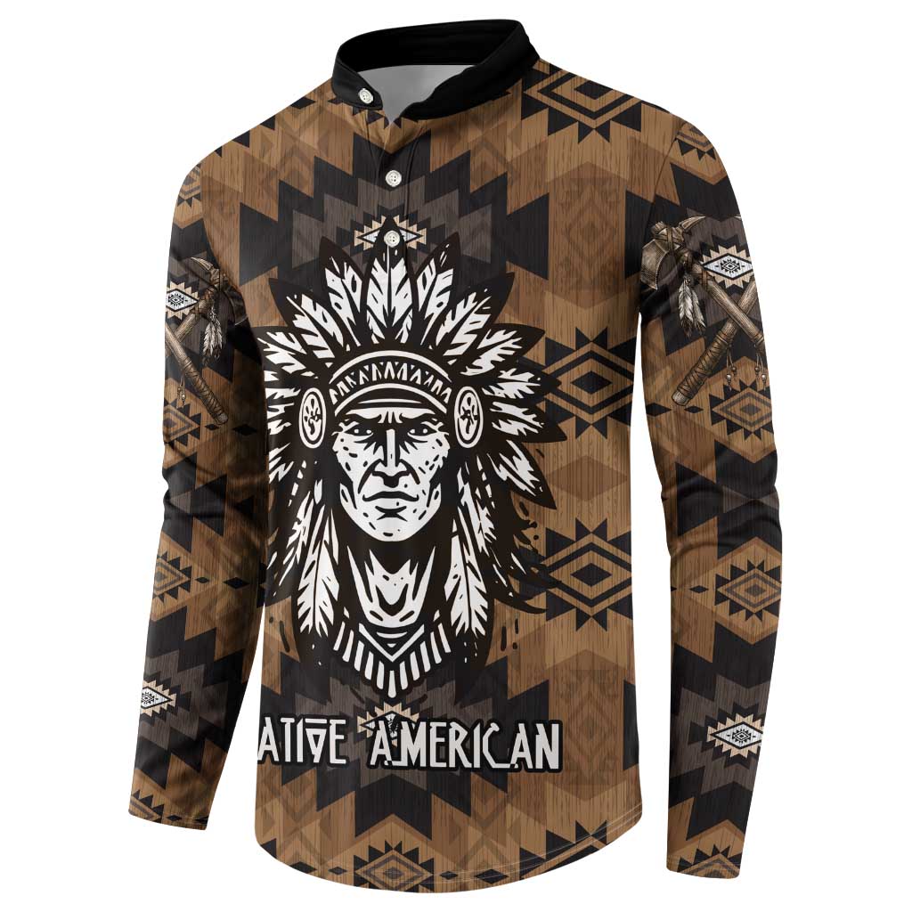 Native American Chief Warrior Button Sweatshirt Feather Headdress and Horse Tribal Arrow Pattern - Wonder Print Shop