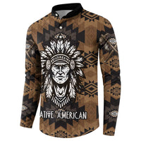 Native American Chief Warrior Button Sweatshirt Feather Headdress and Horse Tribal Arrow Pattern - Wonder Print Shop