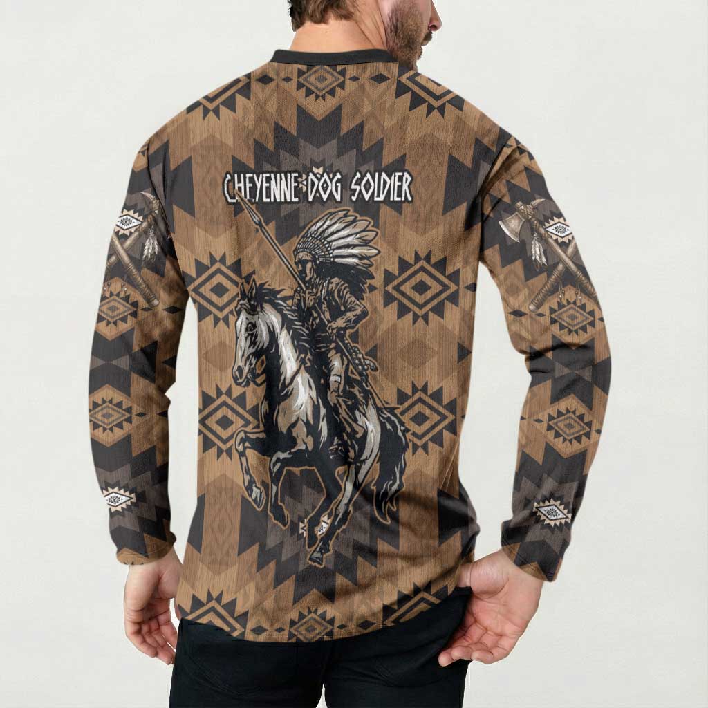 Native American Chief Warrior Button Sweatshirt Feather Headdress and Horse Tribal Arrow Pattern - Wonder Print Shop