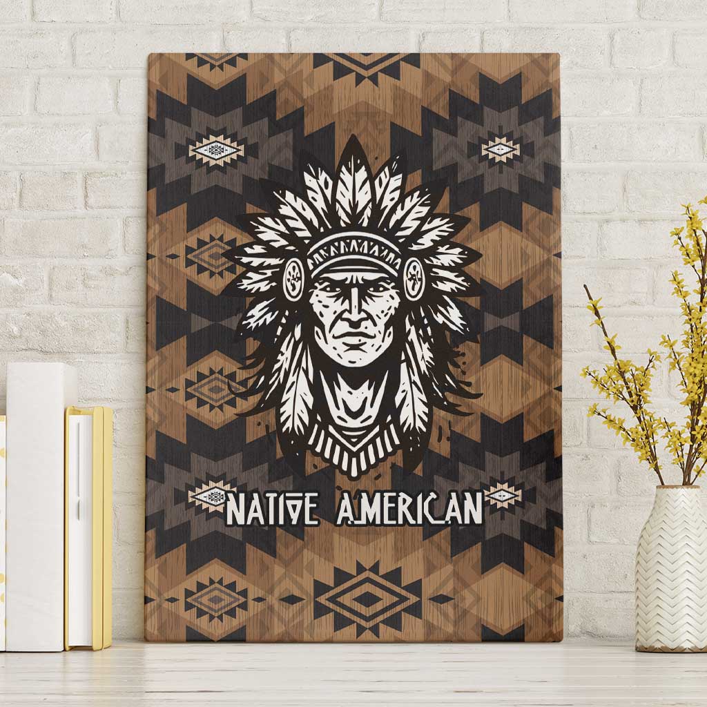 Native American Chief Warrior Canvas Wall Art Feather Headdress and Horse Tribal Arrow Pattern - Wonder Print Shop
