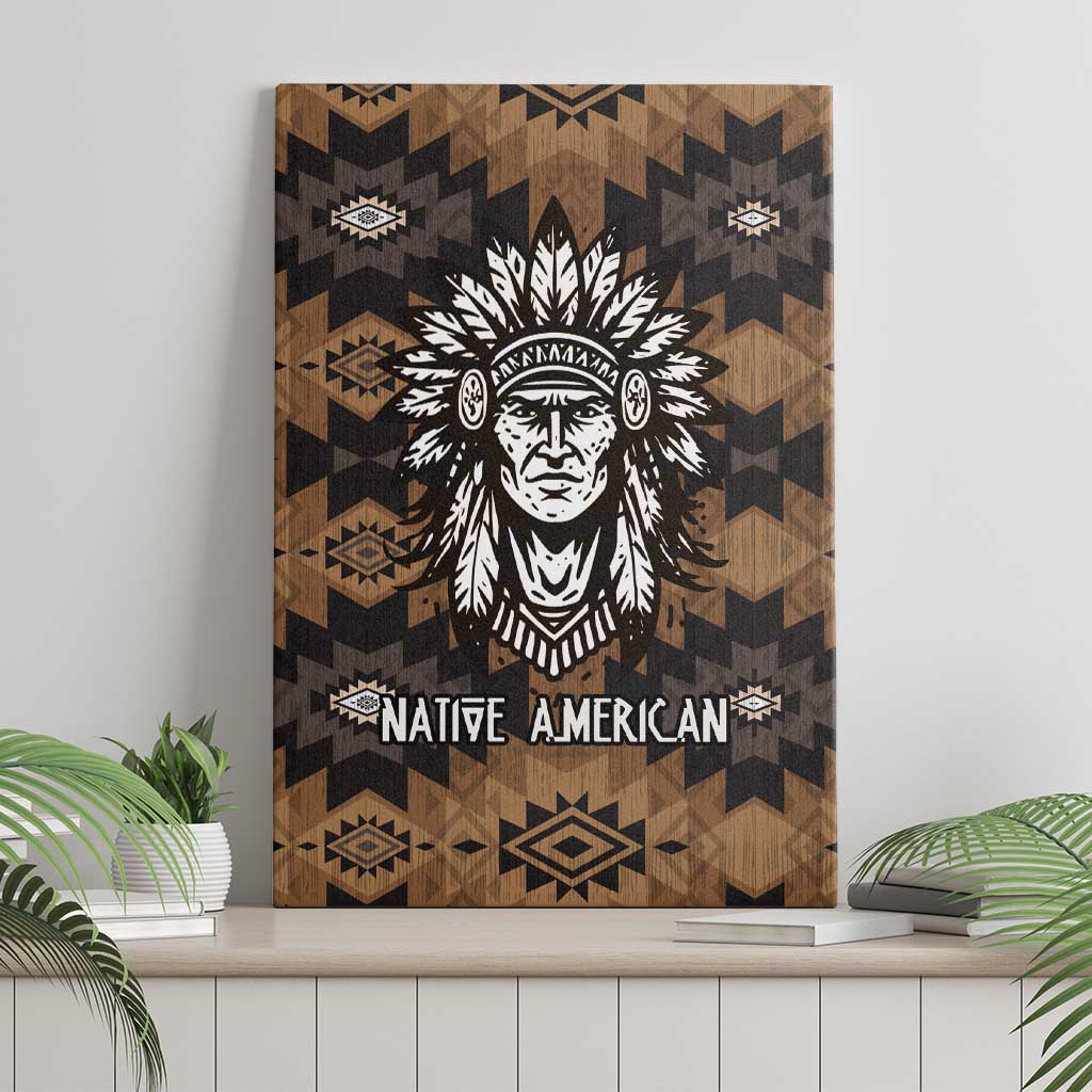 Native American Chief Warrior Canvas Wall Art Feather Headdress and Horse Tribal Arrow Pattern - Wonder Print Shop