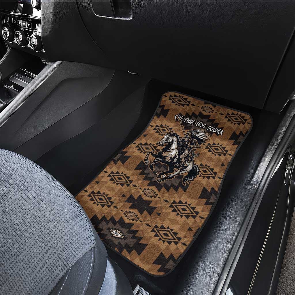 Native American Chief Warrior Car Mats Feather Headdress and Horse Tribal Arrow Pattern - Wonder Print Shop