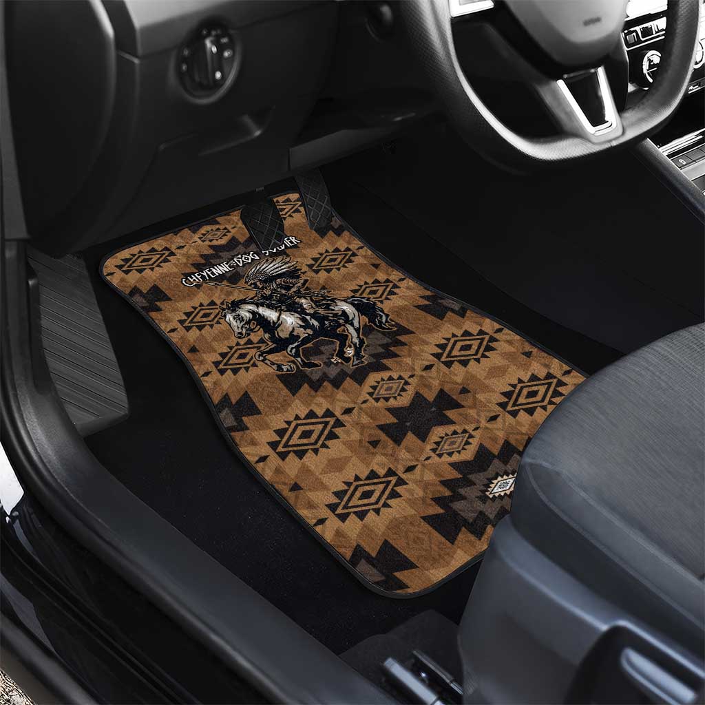 Native American Chief Warrior Car Mats Feather Headdress and Horse Tribal Arrow Pattern - Wonder Print Shop