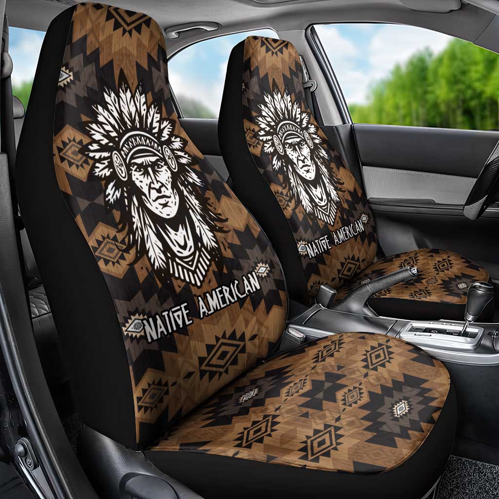 Native American Chief Warrior Car Seat Cover Feather Headdress and Horse Tribal Arrow Pattern - Wonder Print Shop