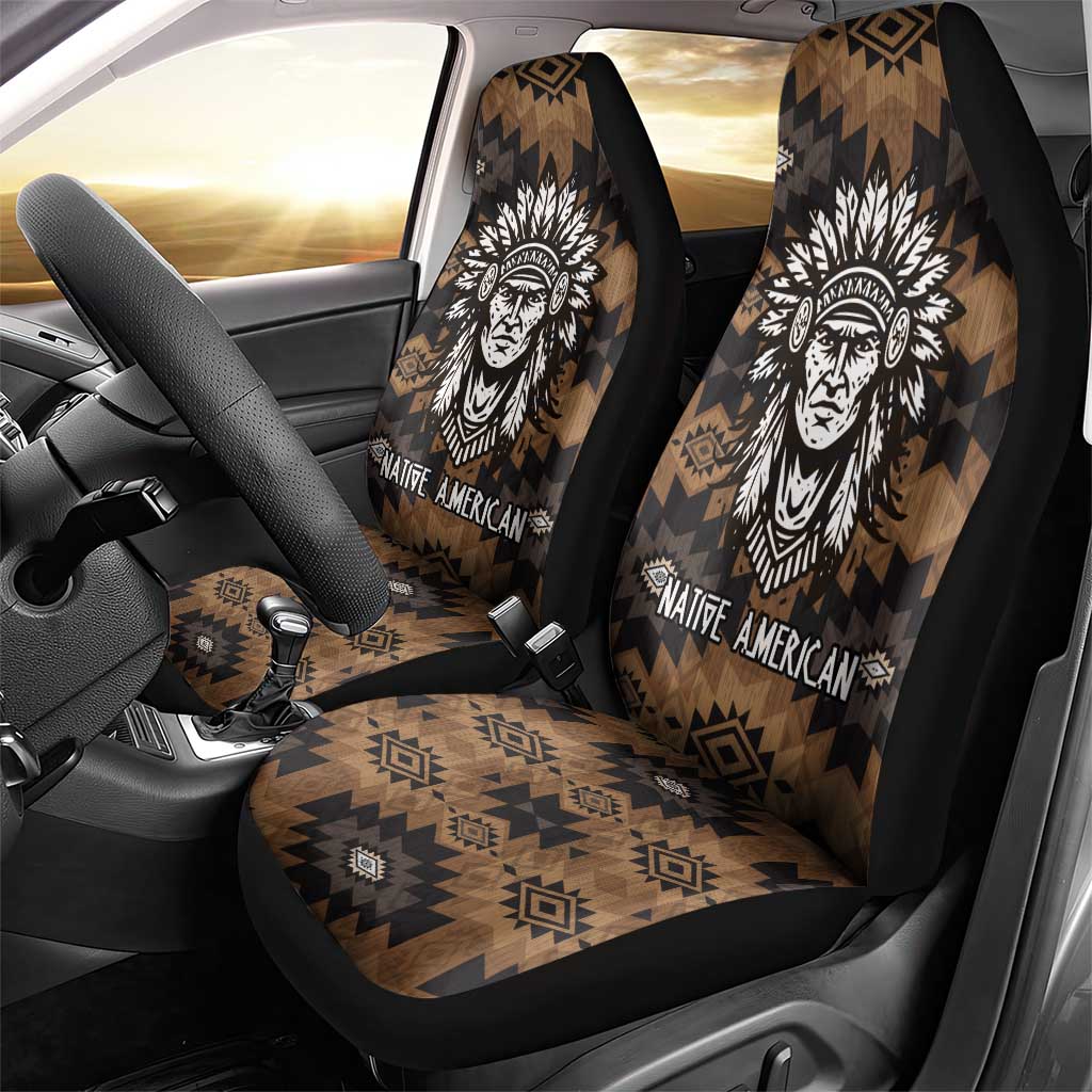 Native American Chief Warrior Car Seat Cover Feather Headdress and Horse Tribal Arrow Pattern - Wonder Print Shop