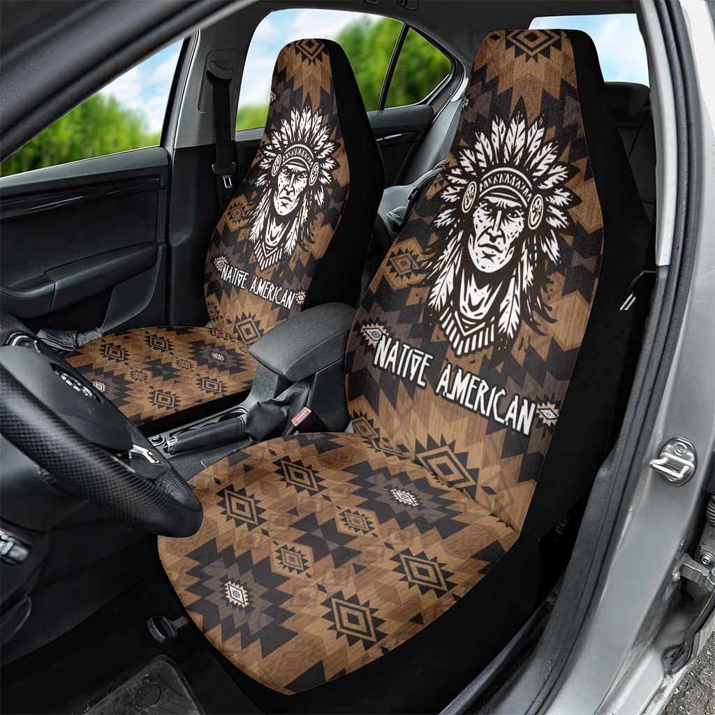 Native American Chief Warrior Car Seat Cover Feather Headdress and Horse Tribal Arrow Pattern - Wonder Print Shop