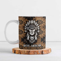 Native American Chief Warrior Ceramic Mug Feather Headdress and Horse Tribal Arrow Pattern - Wonder Print Shop