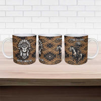 Native American Chief Warrior Ceramic Mug Feather Headdress and Horse Tribal Arrow Pattern - Wonder Print Shop