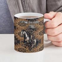 Native American Chief Warrior Ceramic Mug Feather Headdress and Horse Tribal Arrow Pattern - Wonder Print Shop