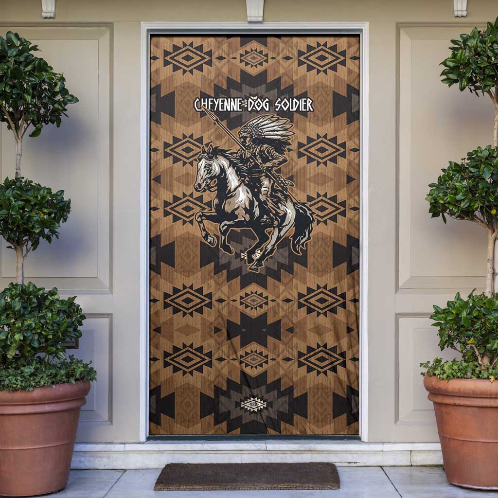 Native American Chief Warrior Door Cover Feather Headdress and Horse Tribal Arrow Pattern - Wonder Print Shop