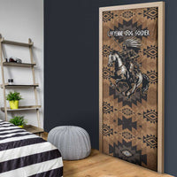 Native American Chief Warrior Door Cover Feather Headdress and Horse Tribal Arrow Pattern - Wonder Print Shop