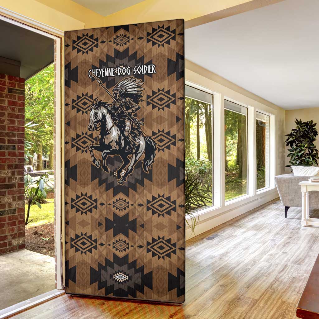 Native American Chief Warrior Door Cover Feather Headdress and Horse Tribal Arrow Pattern - Wonder Print Shop